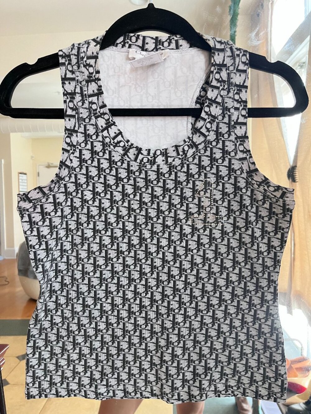 Vintage DIOR Navy Monogram Racerback Embellished Tank
